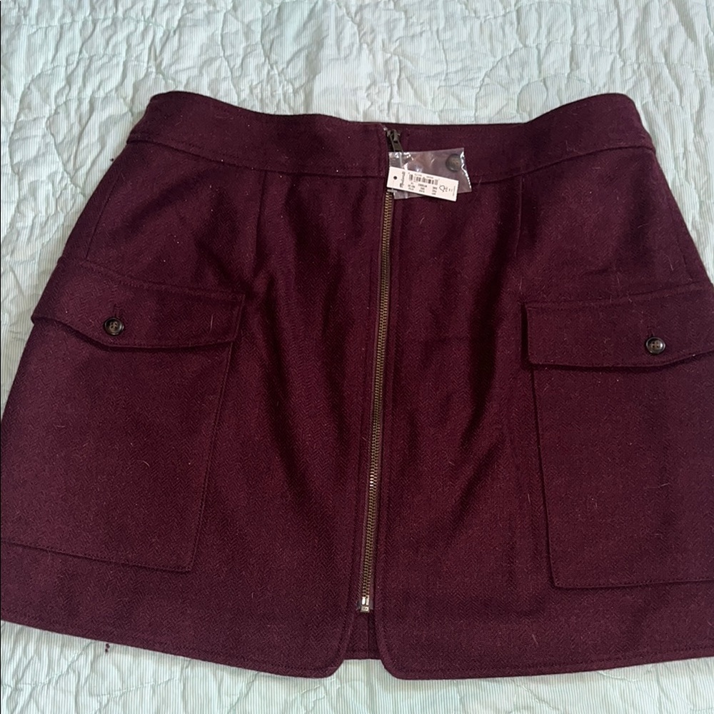 Madewell Deep Burgundy NWT wool skirt like a mini